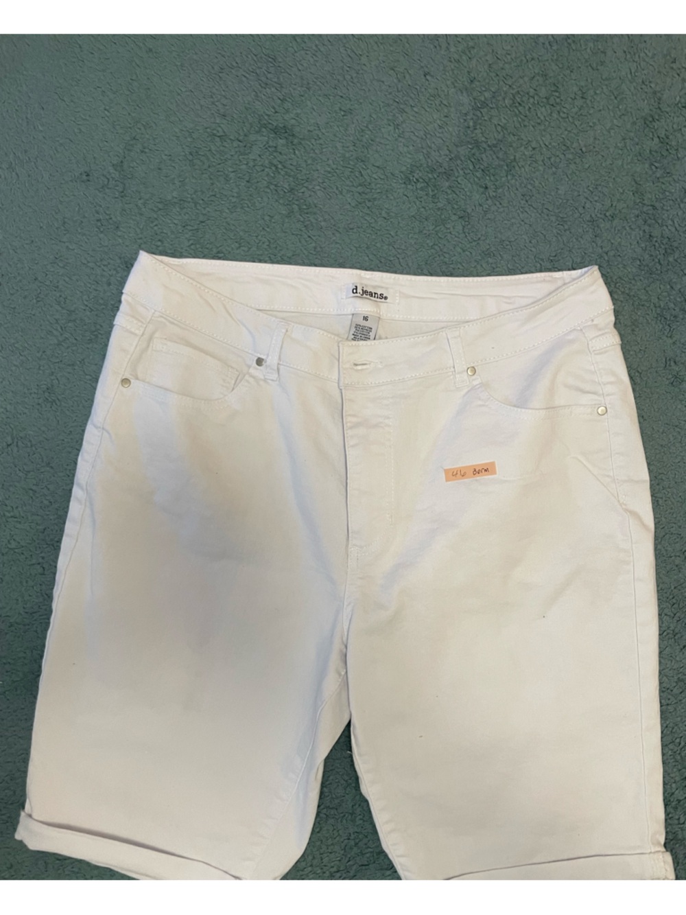 d. jeans White Cotton Bermuda Shorts